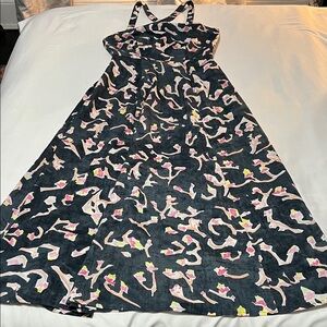 Cabi Aurora Blue Floral Halter Neck Maxi Dress with Adjustable Straps